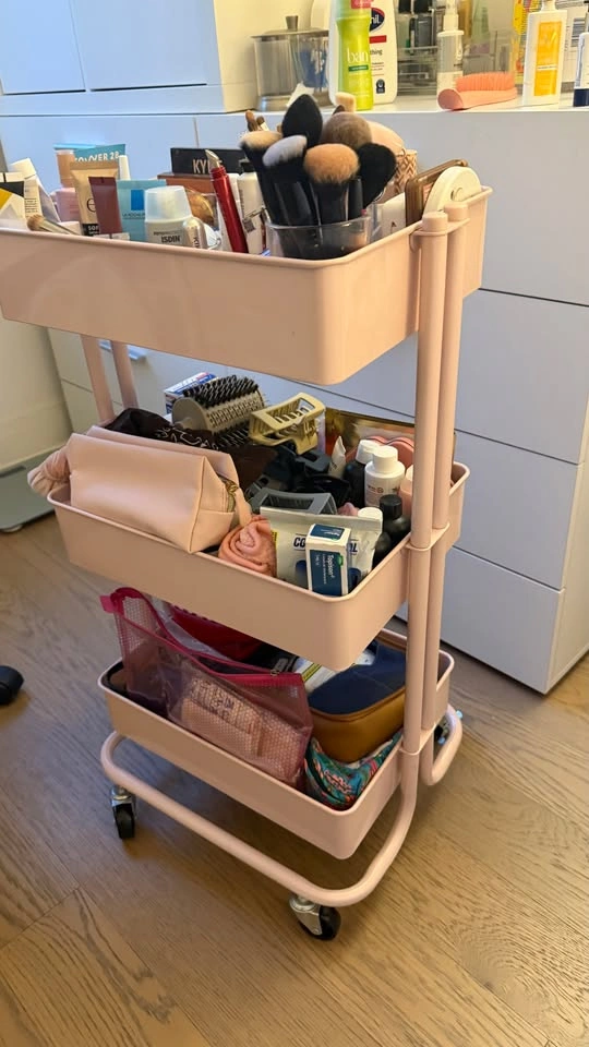Pink 3-Tier Rolling Utility (Make-up) Cart - photo 3