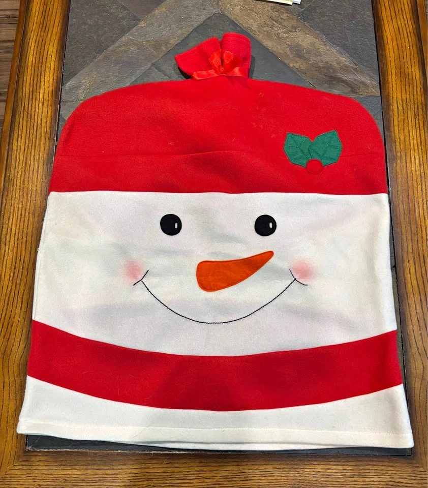 Festive Snowman Christmas Dining Chair Back Covers (2 Sets)