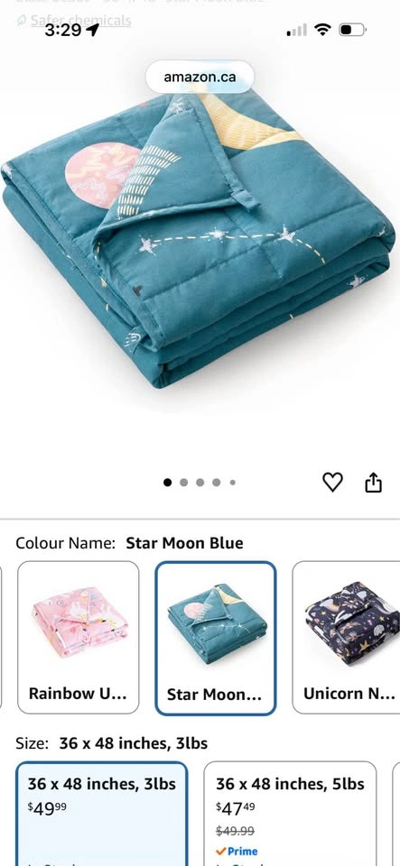 Star Moon Blue Weighted Blanket, 36 x 48 inches, 3lbs - photo 3