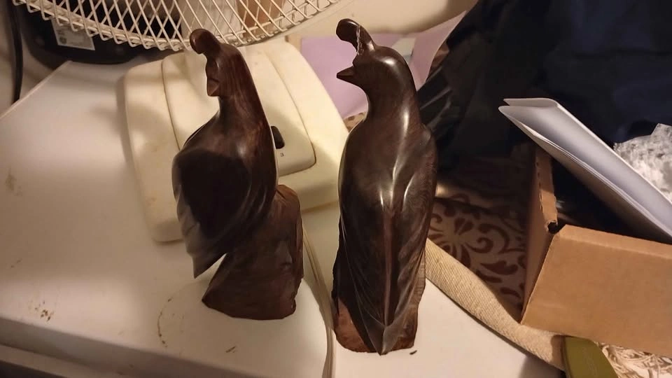 Vintage Set of Ironwood Carved Quail Book Ends - 8" Tall - photo 3