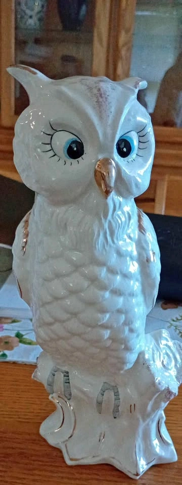 Rare Find! Pair of Japanese Ries Ceramic Owls - 10" tall