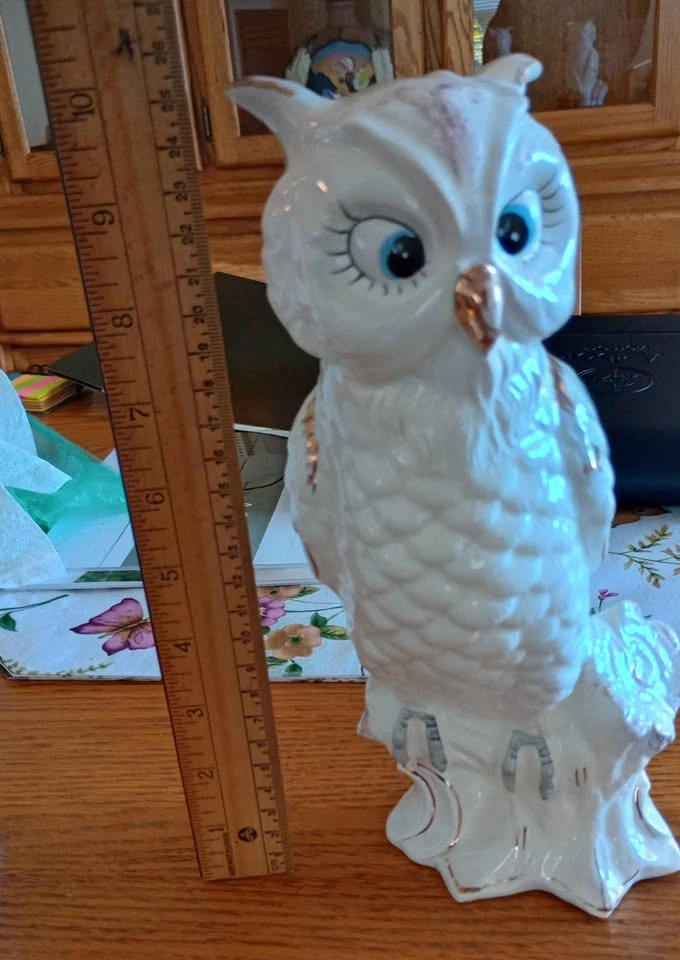 Rare Find! Pair of Japanese Ries Ceramic Owls - 10" tall - photo 3