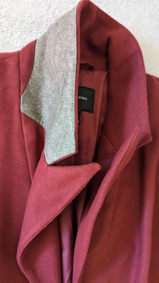 Banana Republic Long Coat, Red/Maroon, Like New - photo 3