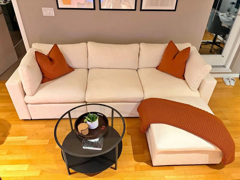 Cozey Ciello 3-Seat Modular Sofa + Ottoman — Snowdrift