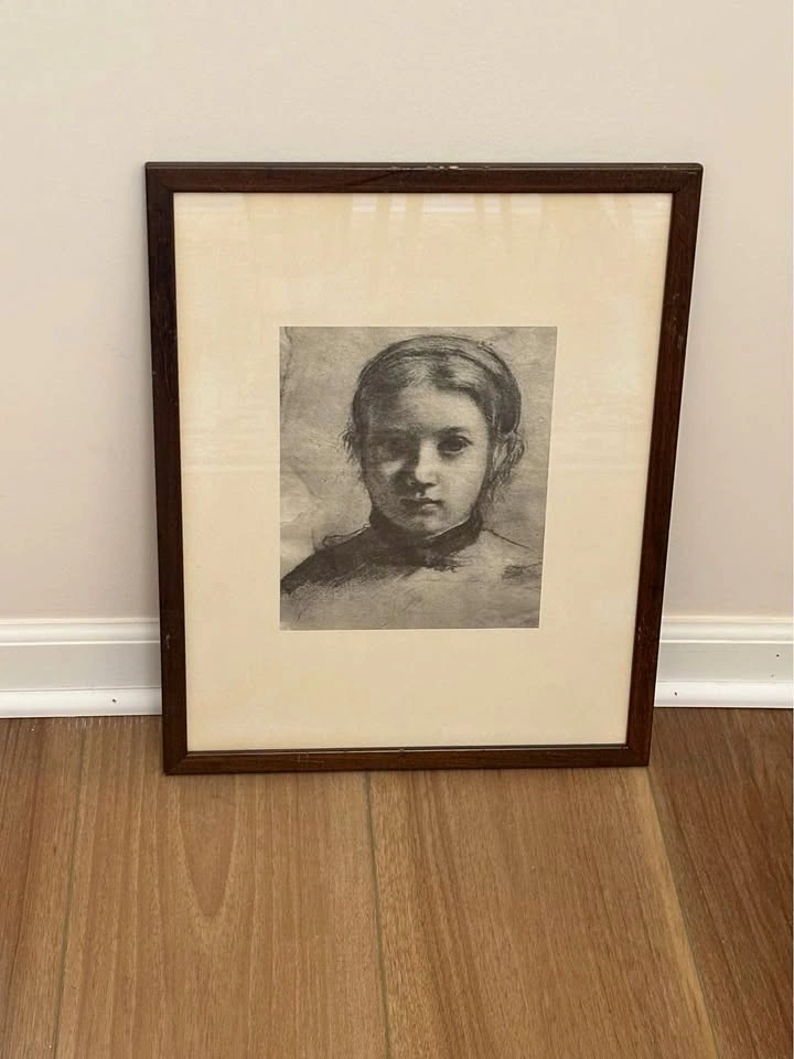 etching of a woman’s face