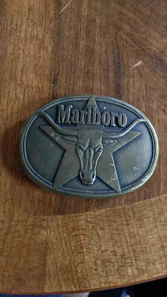 Vintage solid brass Marlboro Belt Buckle thumbnail