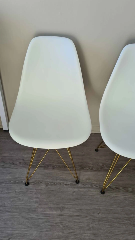 Set of 2 dining chairs white and gold - photo 2