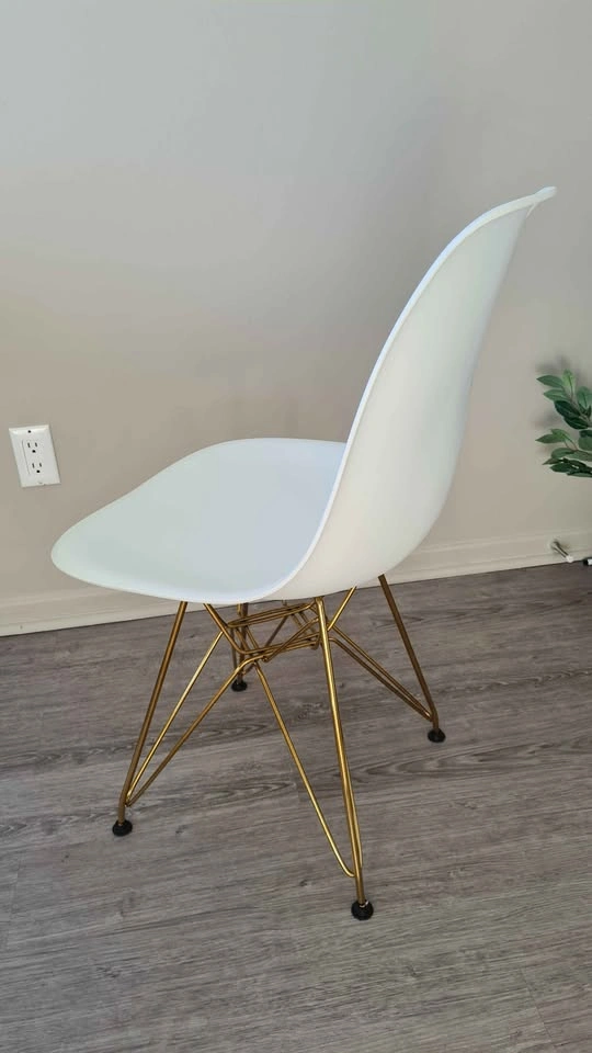 Set of 2 dining chairs white and gold - photo 3