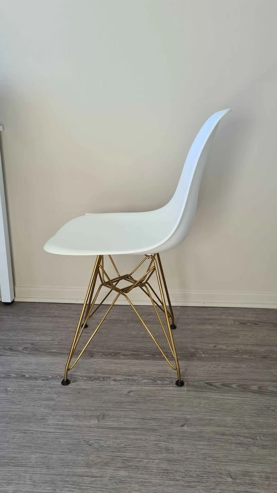 Set of 2 dining chairs white and gold - photo 4