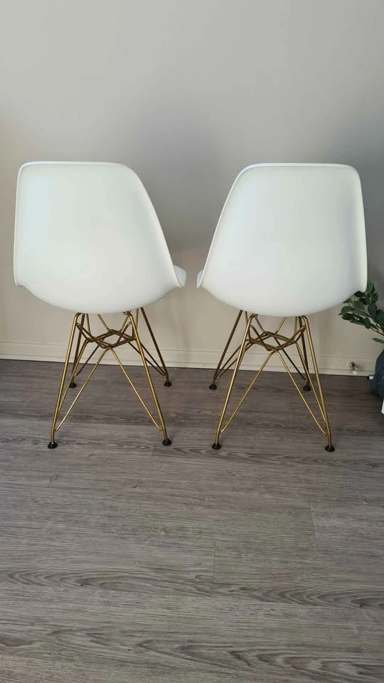 Set of 2 dining chairs white and gold - photo 5
