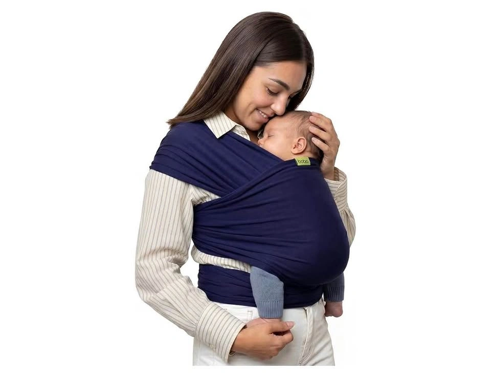 Boba Baby Wrap Carrier - Stretch Cotton Newborn Sling, Navy Blue