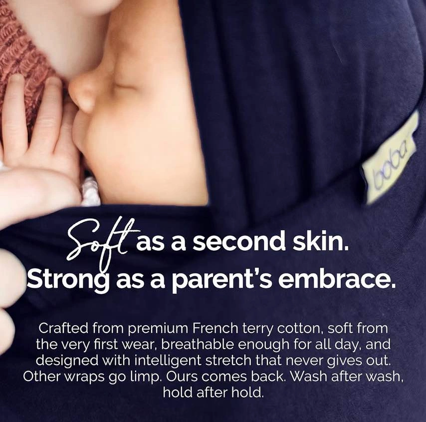 Boba Baby Wrap Carrier - Stretch Cotton Newborn Sling, Navy Blue - photo 5