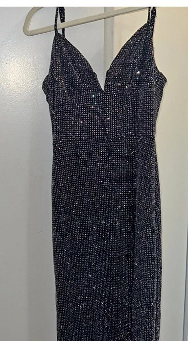 Black Crystal Rhinestone Maxi Dress – Formal Evening Gown