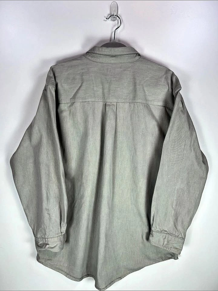 Vintage Carhartt Heavy Washed Denim Work Shirt Men's Large Sand - photo 3