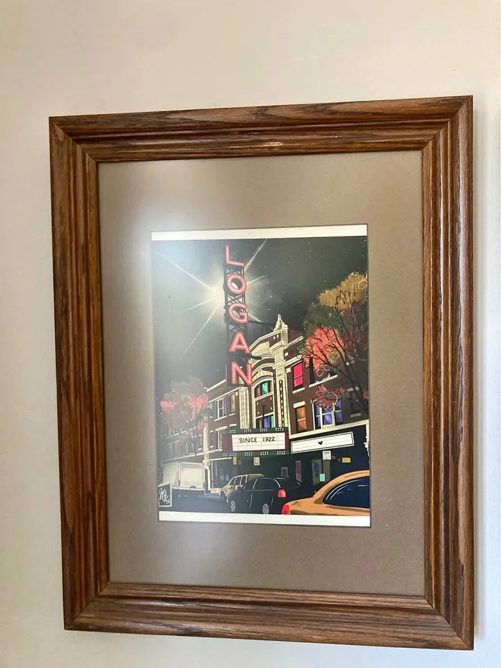 Available Vintage frame w Logan Theatre print Jeff/ portage park thumbnail