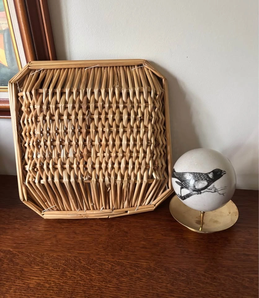Vintage Solid Brass & Woven Basket Halloween Staging Set - photo 3