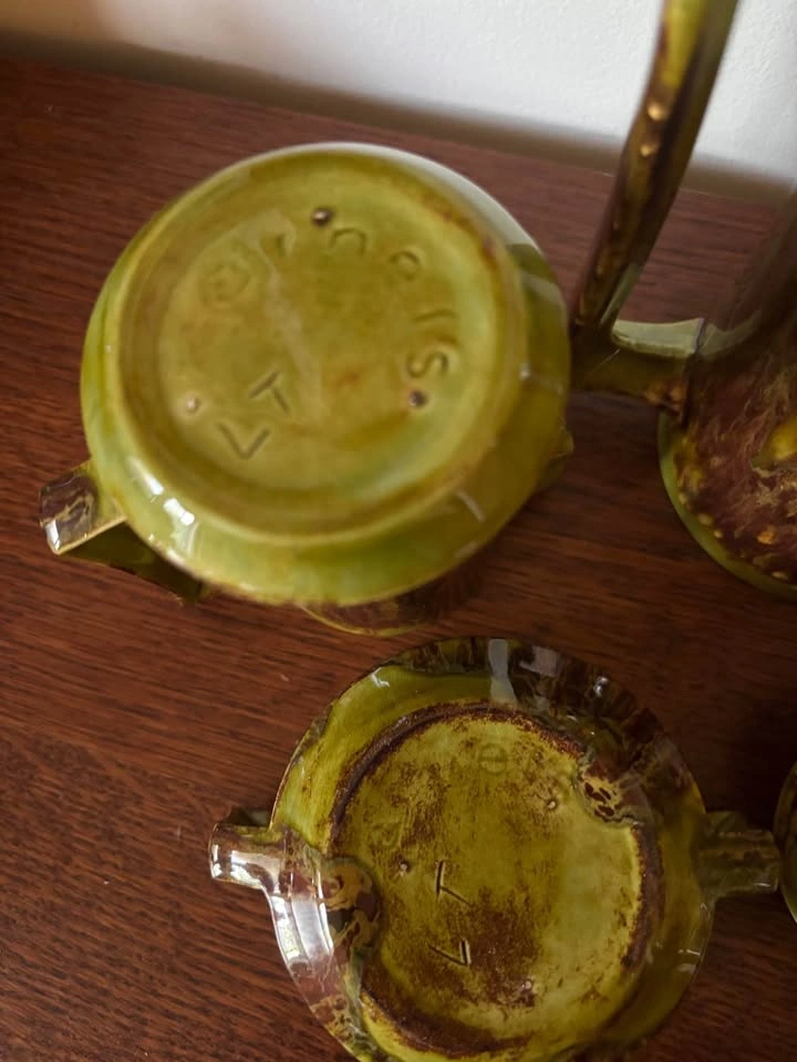 Vintage Mid Century Modern Drip Glaze 6 Piece Coffee Set - photo 3