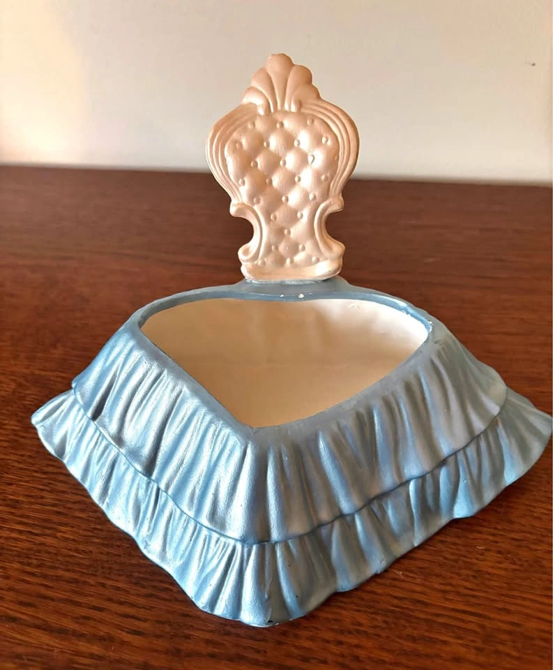 Vintage Ceramic Vanity Table and Chair Trinket Dish Planter