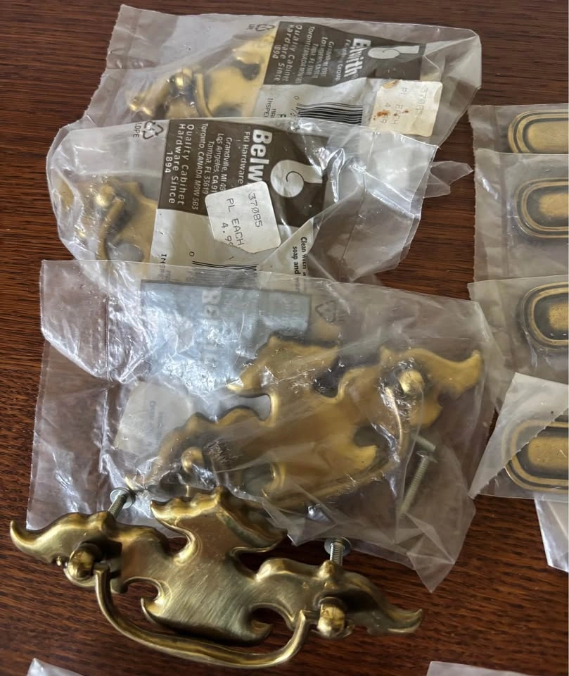 Vintage Brass Furniture Hardware Lot Belwith Batwing Pulls - photo 2