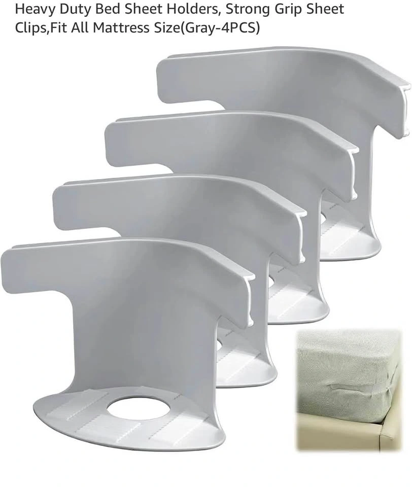 Heavy Duty Bed Sheet Holders, Strong Grip Sheet Clips (Gray-4PCS