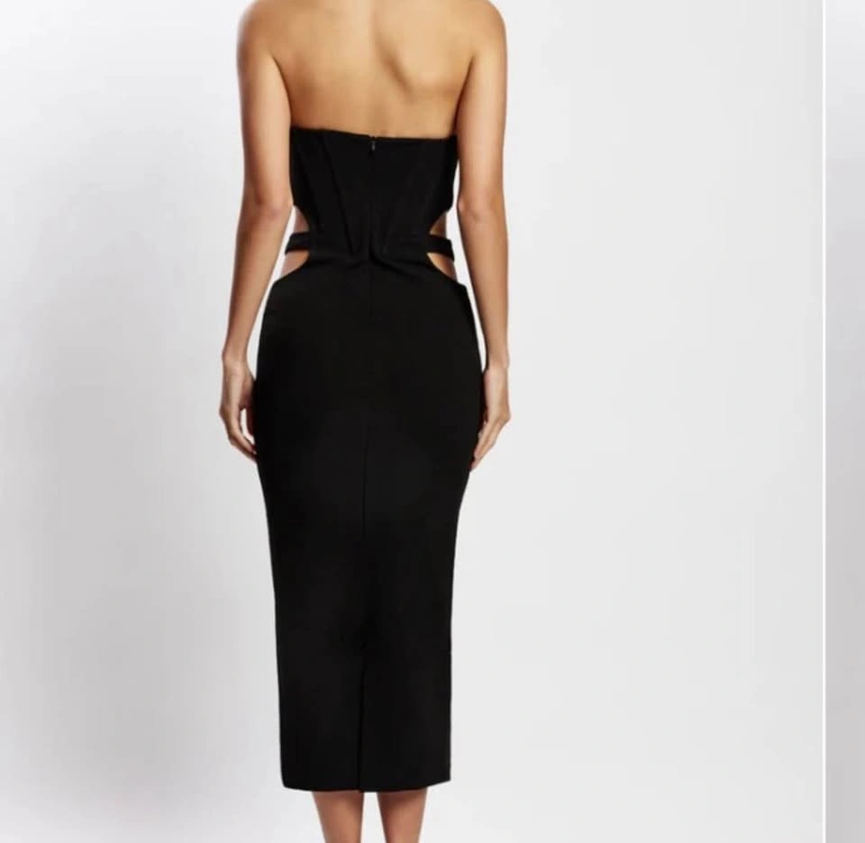 Meshki New Black Strapless Cutout Midi Dress - photo 3