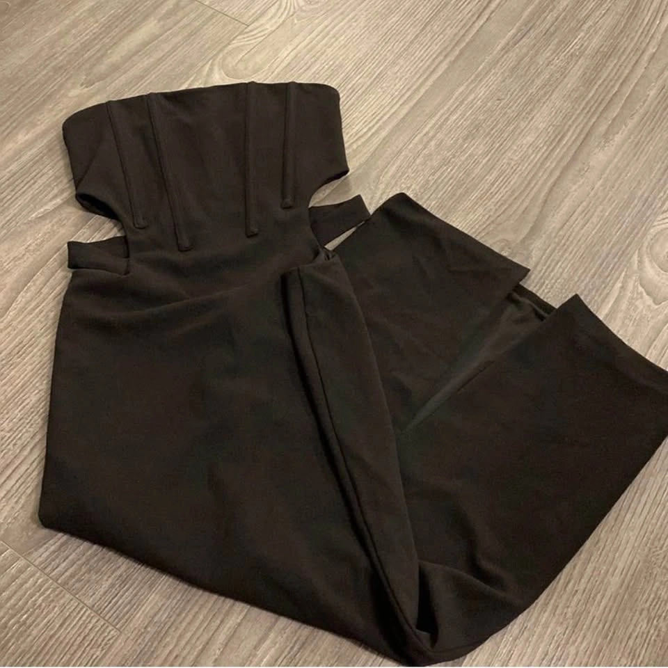 Meshki New Black Strapless Cutout Midi Dress - photo 4
