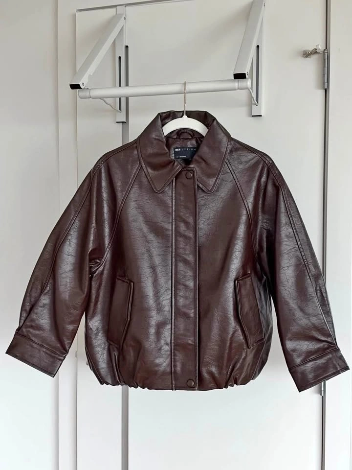 ASOS Design brown faux leather jacket