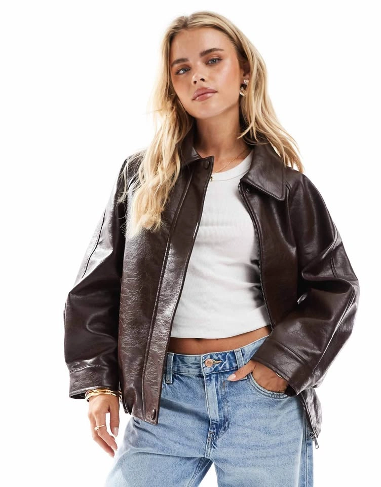 ASOS Design brown faux leather jacket - photo 2