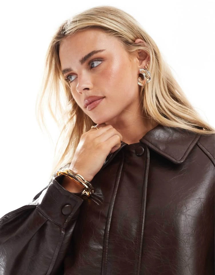 ASOS Design brown faux leather jacket - photo 5