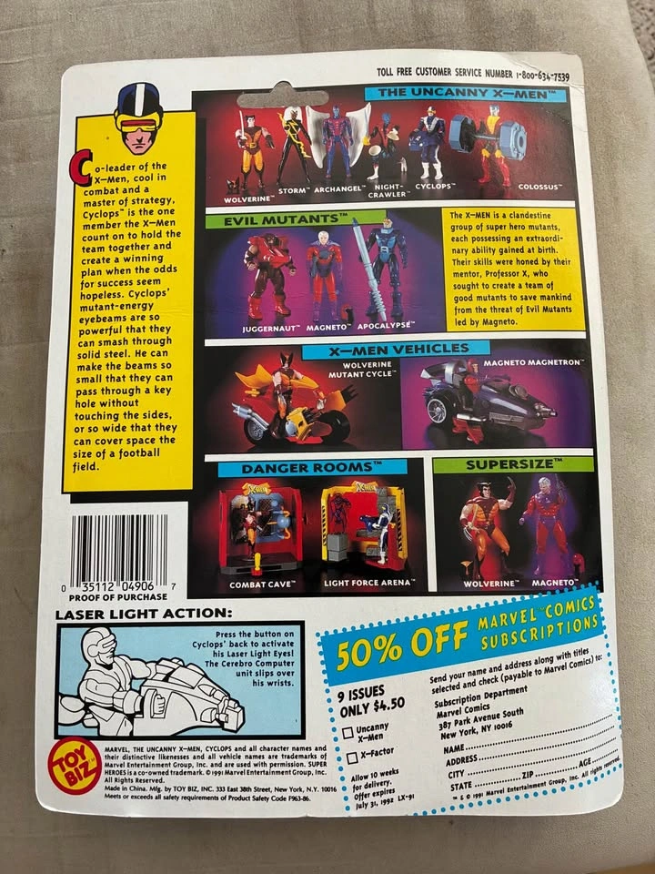 1991 Toy Biz Marvel "The Uncanny X-Men" Cyclops action figure - photo 2