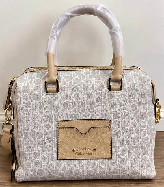 Brand New Calvin Klein Sabrina Cream Signature Satchel – With Ta