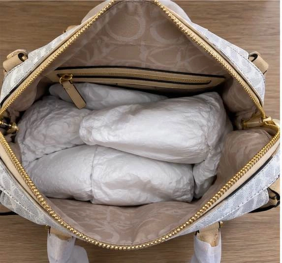 Brand New Calvin Klein Sabrina Cream Signature Satchel – With Ta - photo 3