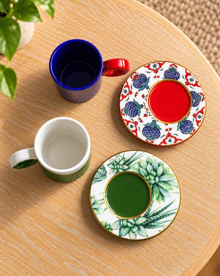 Seyda & Asli Ceramic Mug & Saucer Set, Pair - photo 5