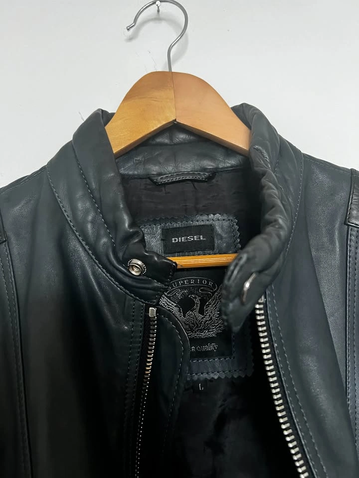 Diesel - Dark Blue Leather Jacket - photo 2