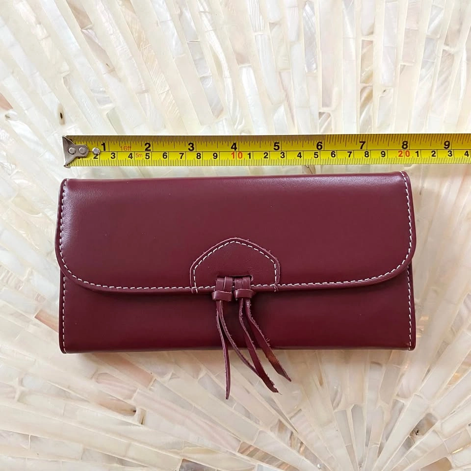 NWT Burgundy Leather Clutch Wallet - Long Women's Purse with Tas