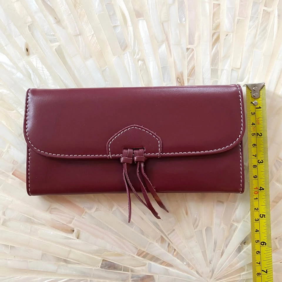 NWT Burgundy Leather Clutch Wallet - Long Women's Purse with Tas - photo 2