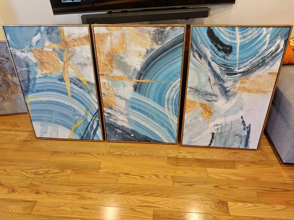 3-Piece Abstract Framed Wall Art Set 35" H x 23" W x 2" D