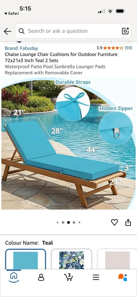 Brand new- Set of 2 Chaise Lounge Chair Cushions - photo 2