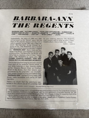 The Regents Barbara Ann Vinyl LP Gee SGLP 706 Classic Doo Wop - photo 3