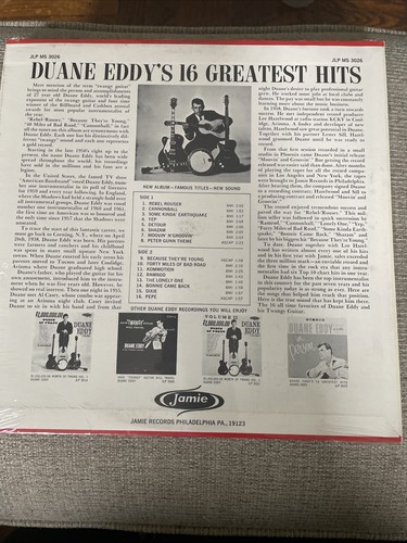 Duane Eddy 16 Greatest Hits LP Jamie 1964 JLPM 3026 SEALED - photo 3