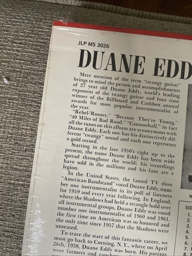 Duane Eddy 16 Greatest Hits LP Jamie 1964 JLPM 3026 SEALED - photo 5