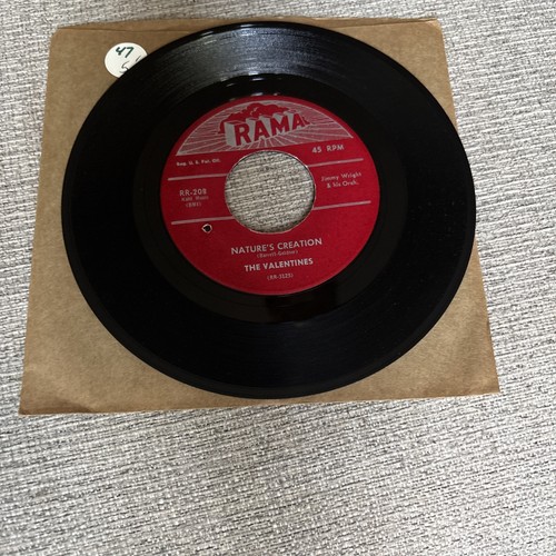 THE VALENTINES 45 RPM Nature's Creation 1956 Doo Wop R&B