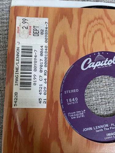 John Lennon - Imagine / It's So Hard 7" 45 RPM Vinyl Single - photo 2