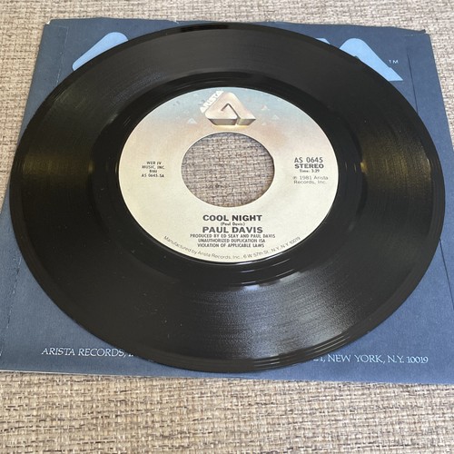 PAUL DAVIS Cool Night / One More Time For The Lonely 45 1981 - photo 3