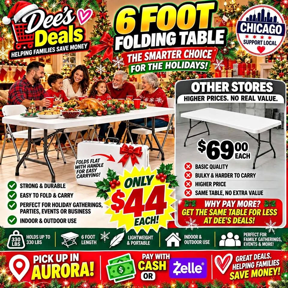6 Foot Commercial Folding Tables BRAND NEW IN BOX ONLY $44