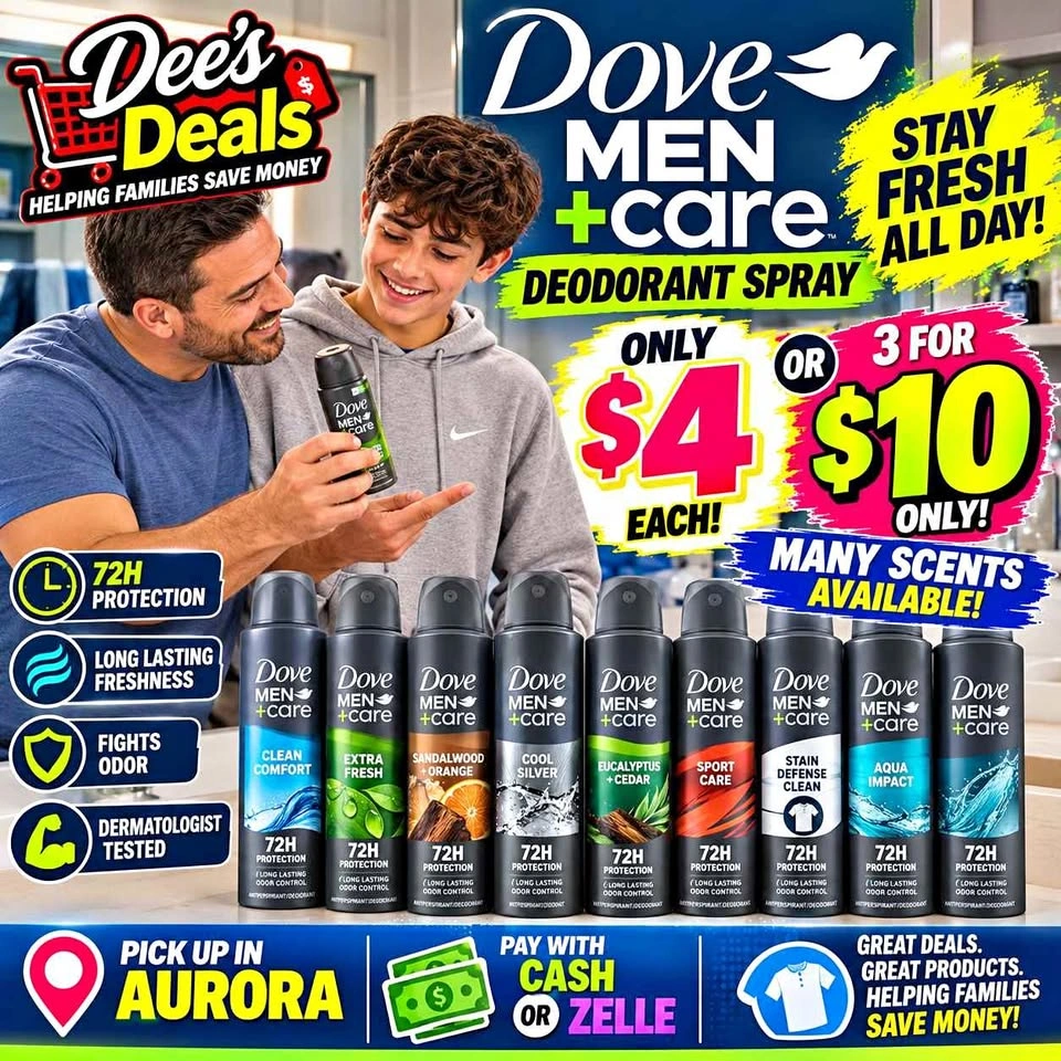 Dove men's deodorant spray $4 or 3 for $10
