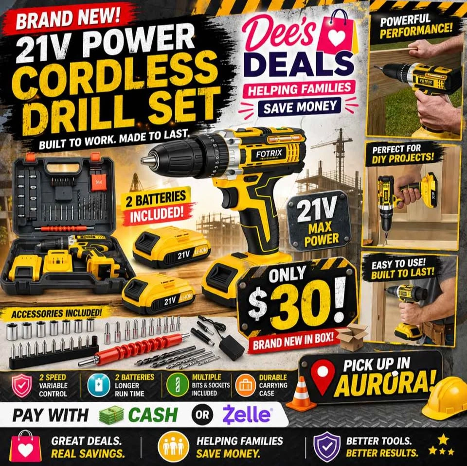 Cordless Power Drill set with 2 batteries BRAND NEW IN CASE - photo 2