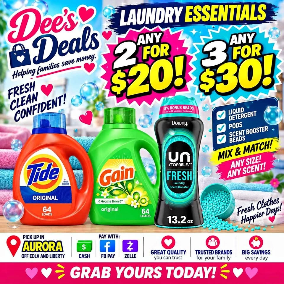 Tide Downy Gain any 2 for $20 or any 3 for $30!!