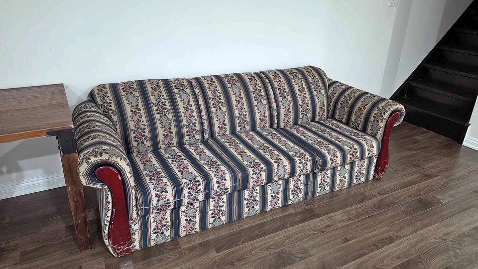 Vintage Floral Striped Sofa