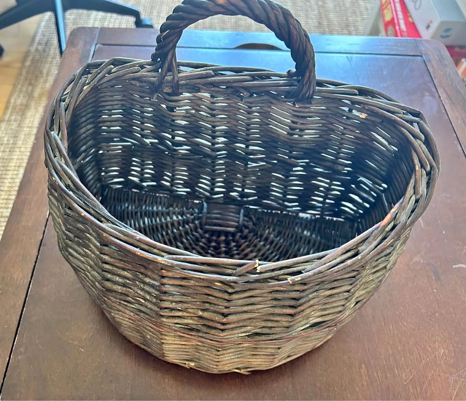 Vintage Dark Brown Woven Wicker Wall Basket